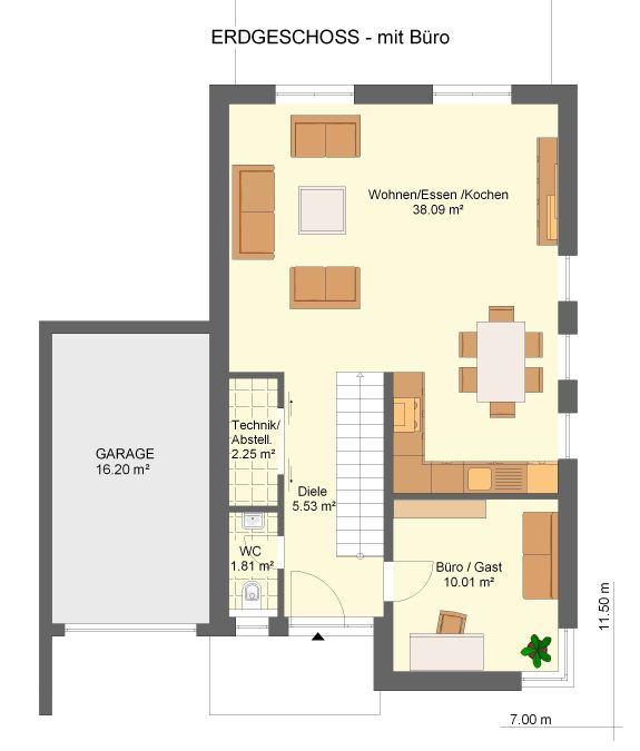 Kowalski Haus Medina 123 Grundriss Erdgeschoss mit Bro